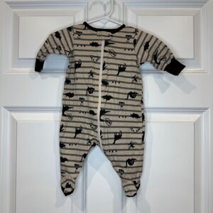 Gerber Organic Cotton‎ Size Newborn Dino Stripe Footed Pajamas Sleepsuit